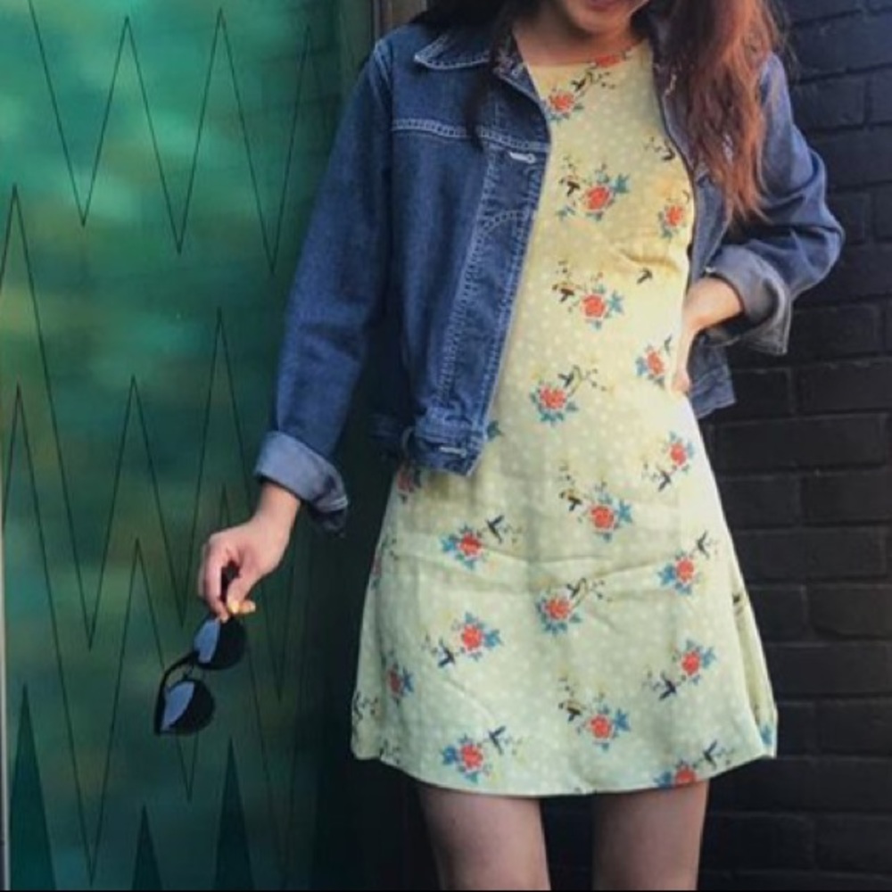Yellow Mini Floral Dress